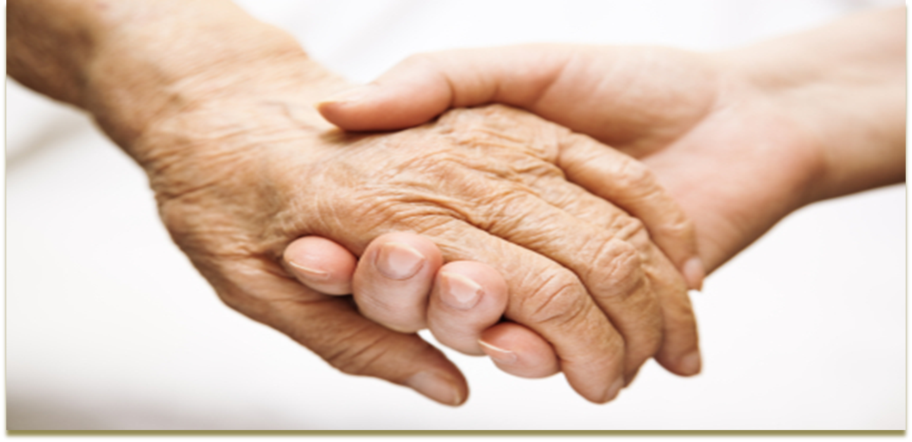 elderly holding hands