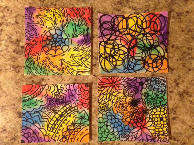 close up of colorful design water colors