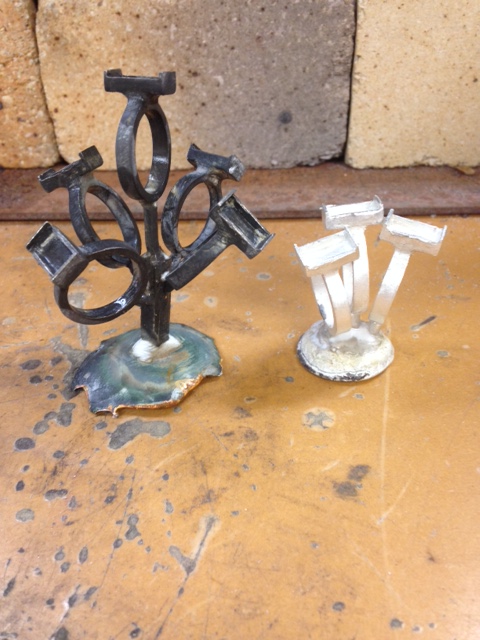 cast silver rings still attached