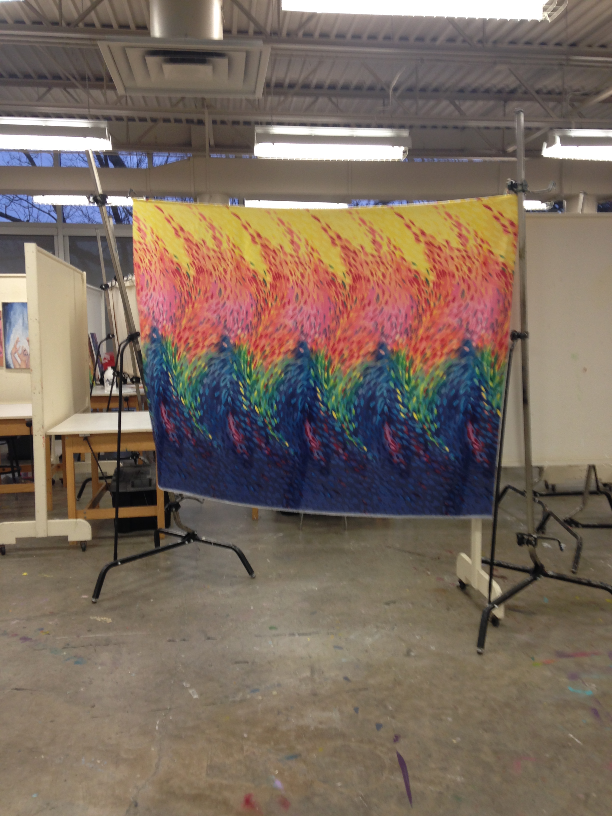 my colorful sheet for a wall to my studio space