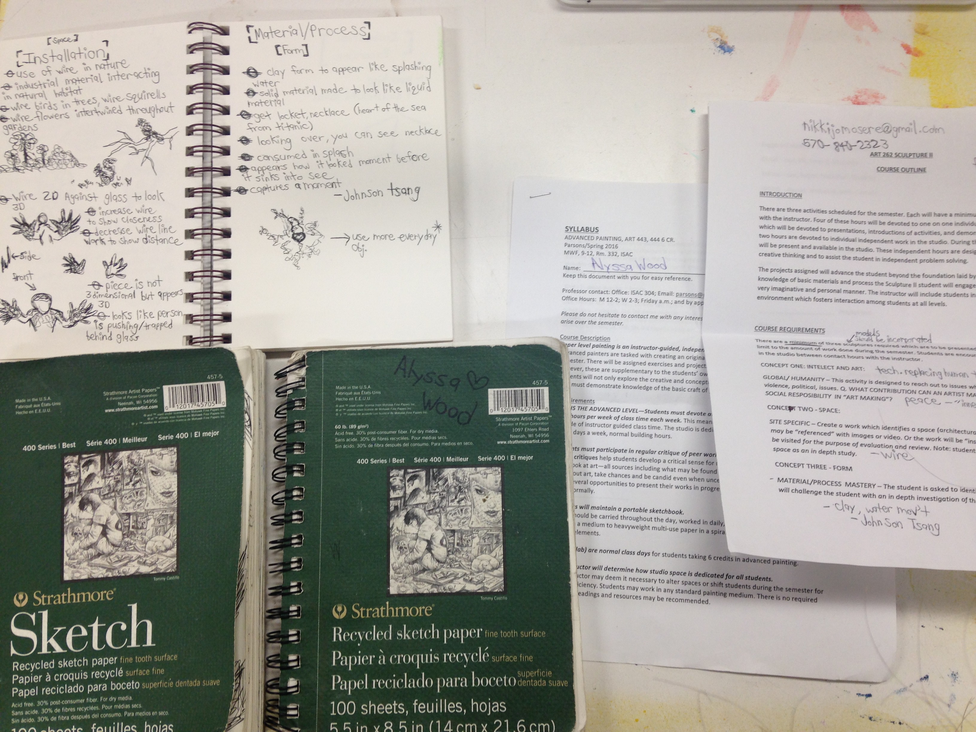sketch book and syllabuses