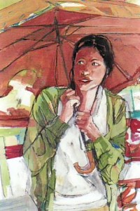 Umbrella girl left side rain