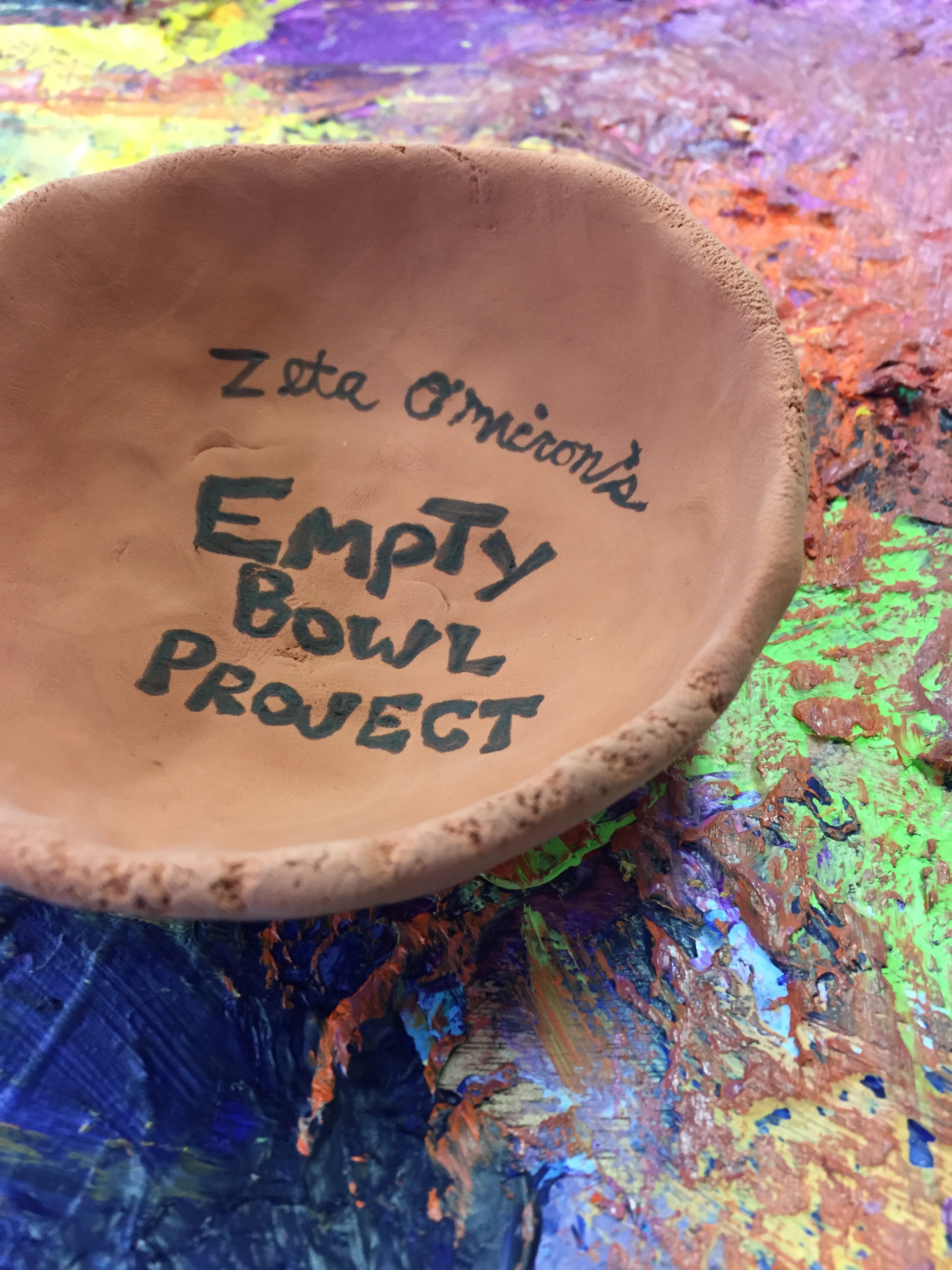 small air dry clay bowl to promote Empty Bowls