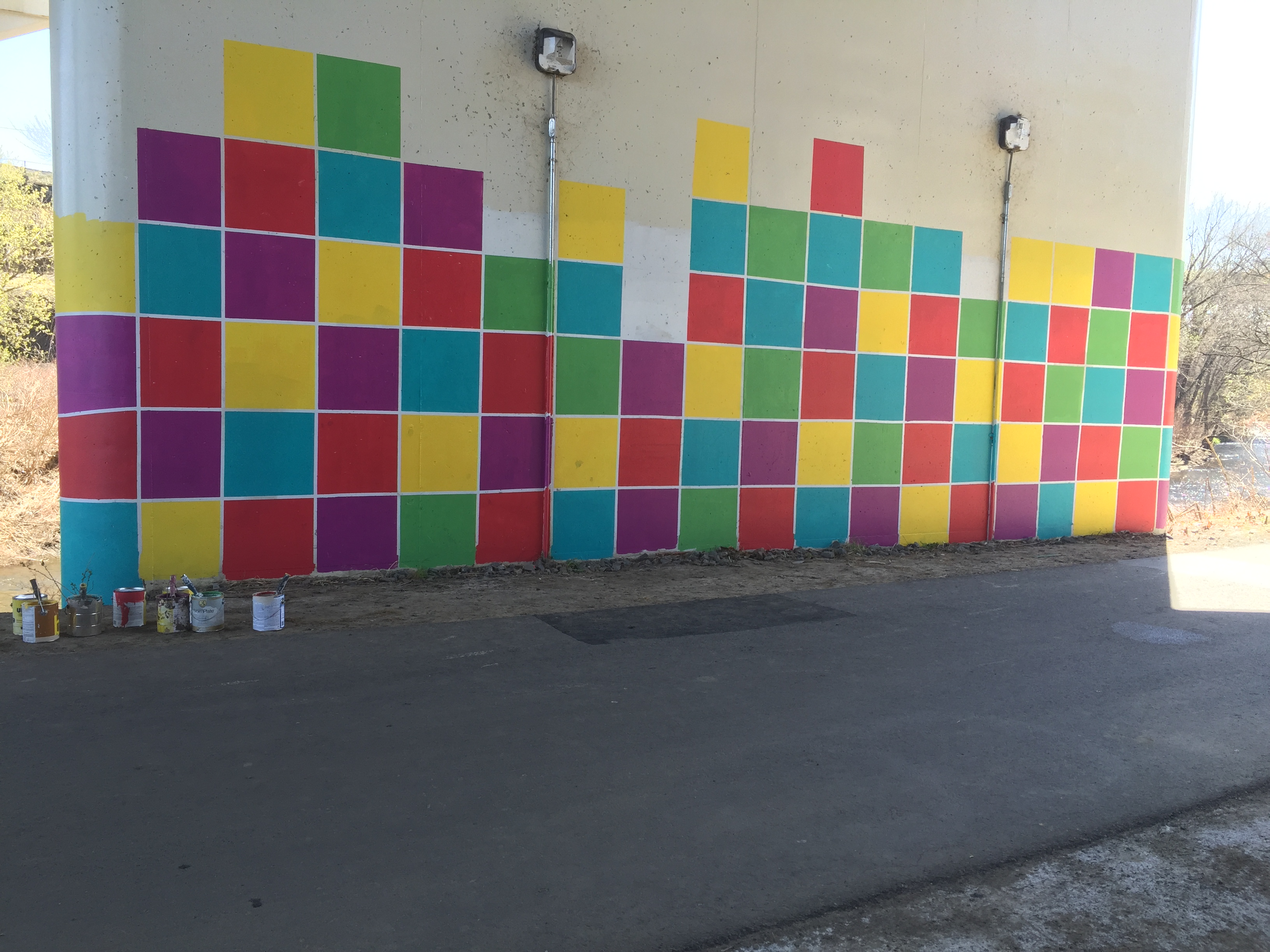 Colored Grid Mural