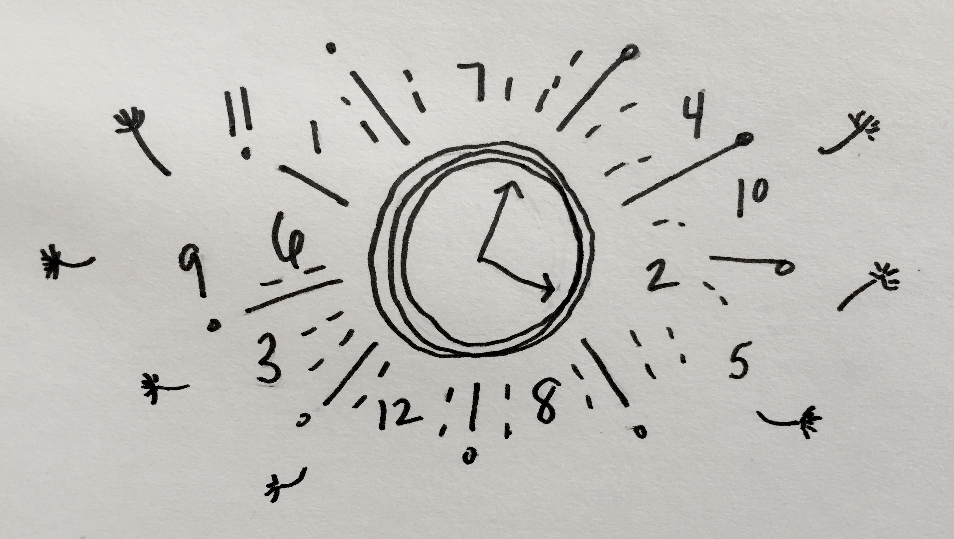 Clock with rays