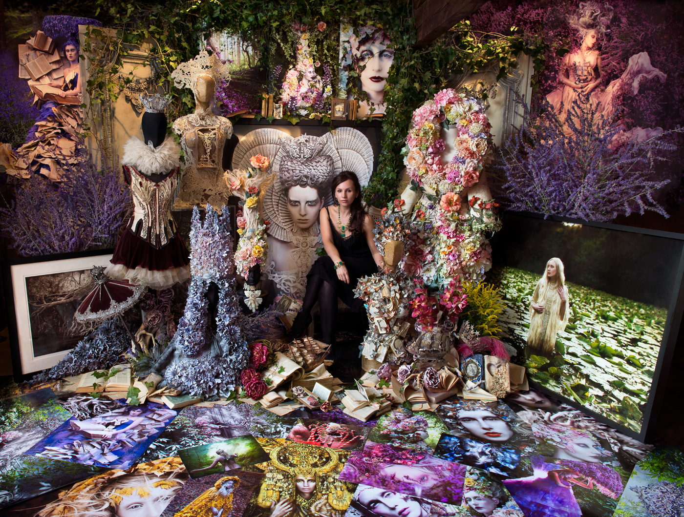 Kirsty Mitchell amongst her work