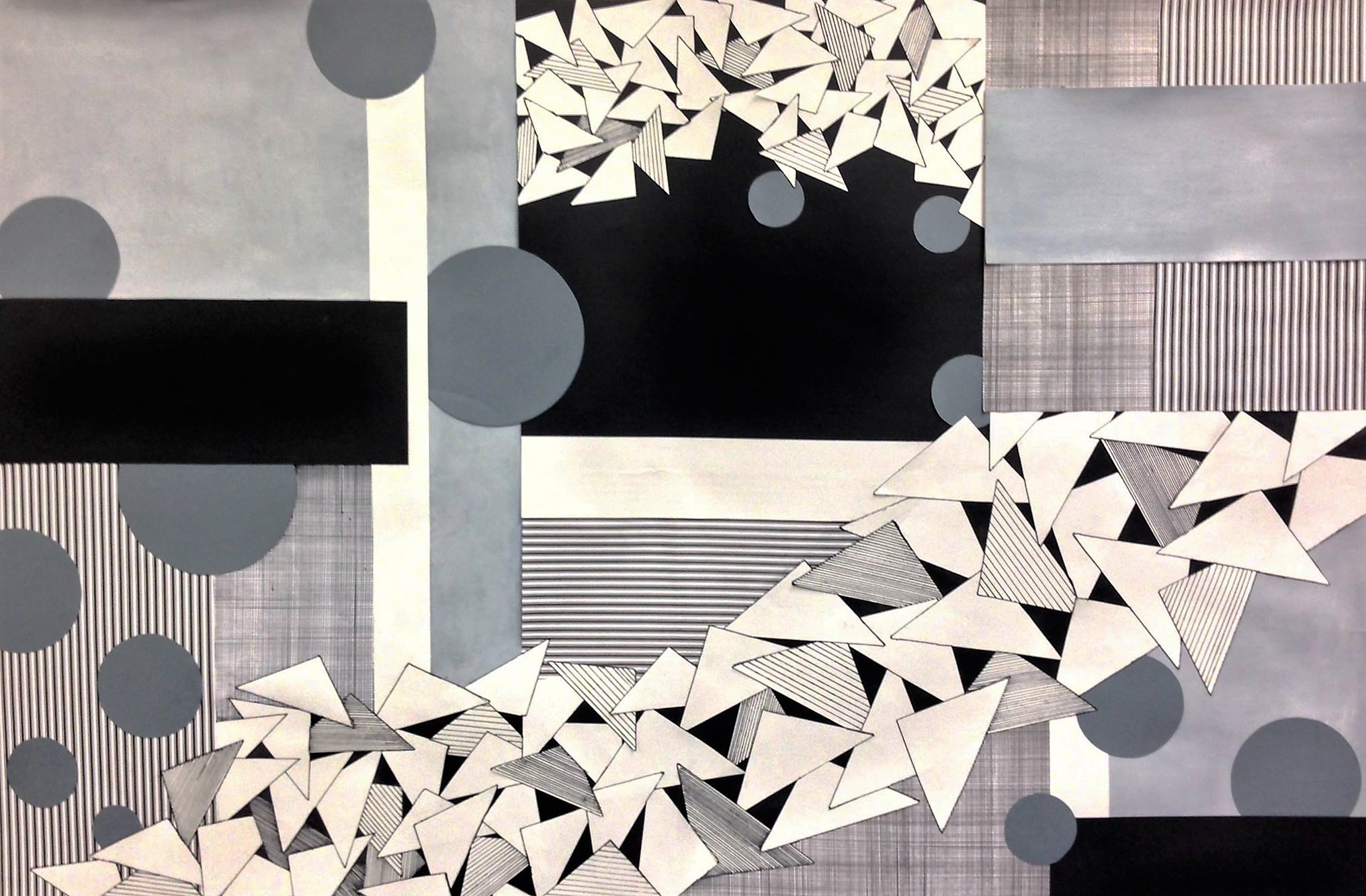 Black, white, and gray paper collage