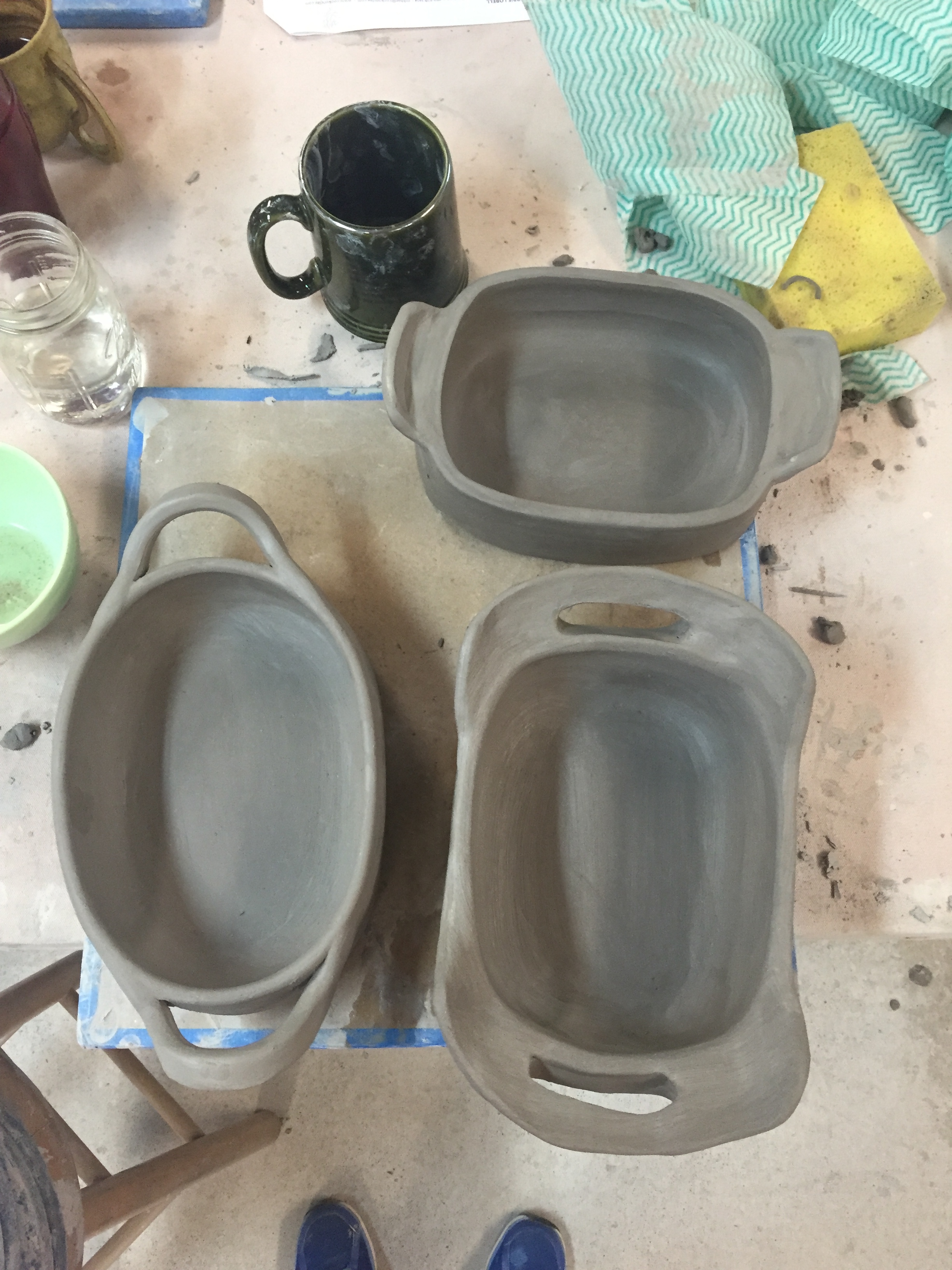 loaf pans that haven't been fired yet