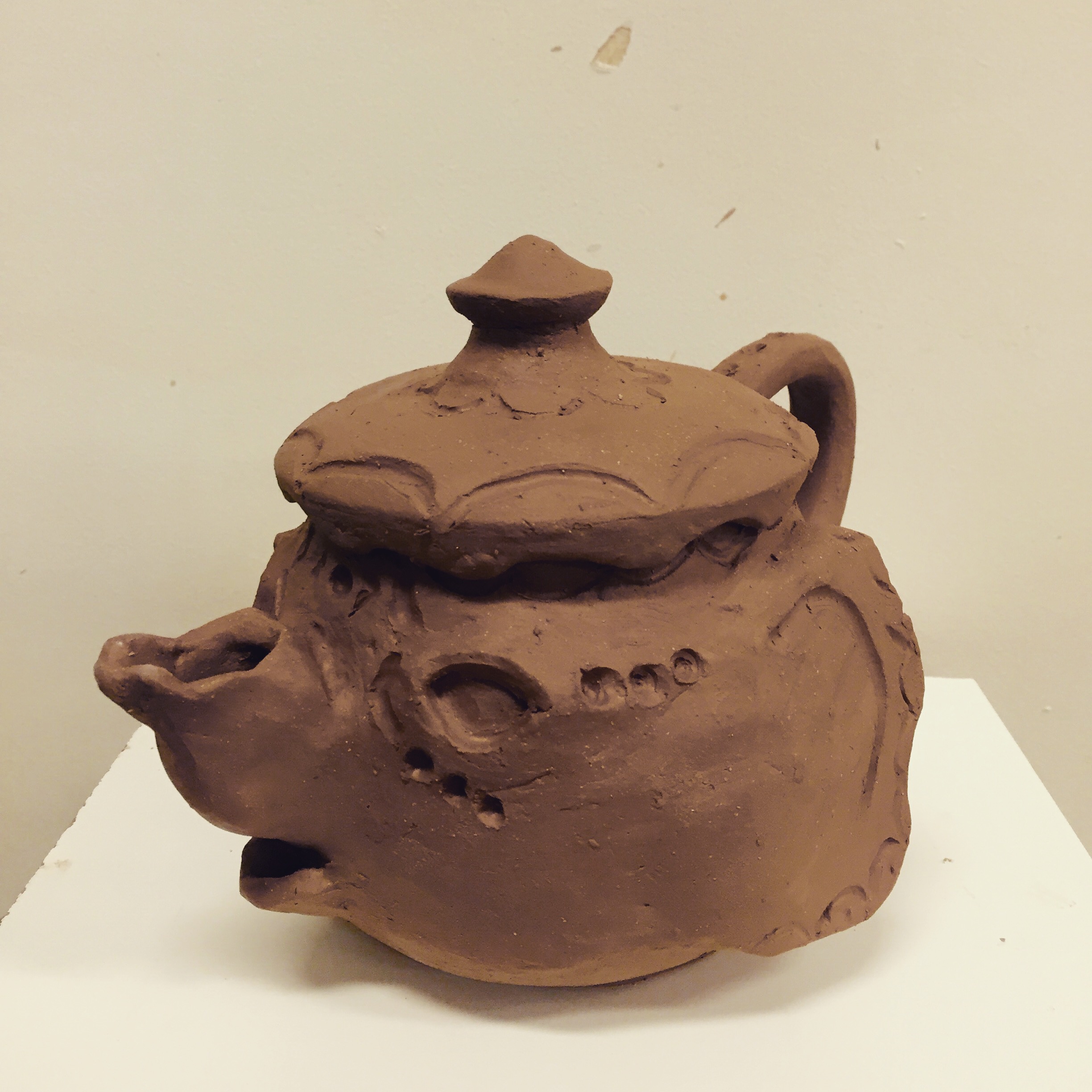 elephant tea pot leather hard