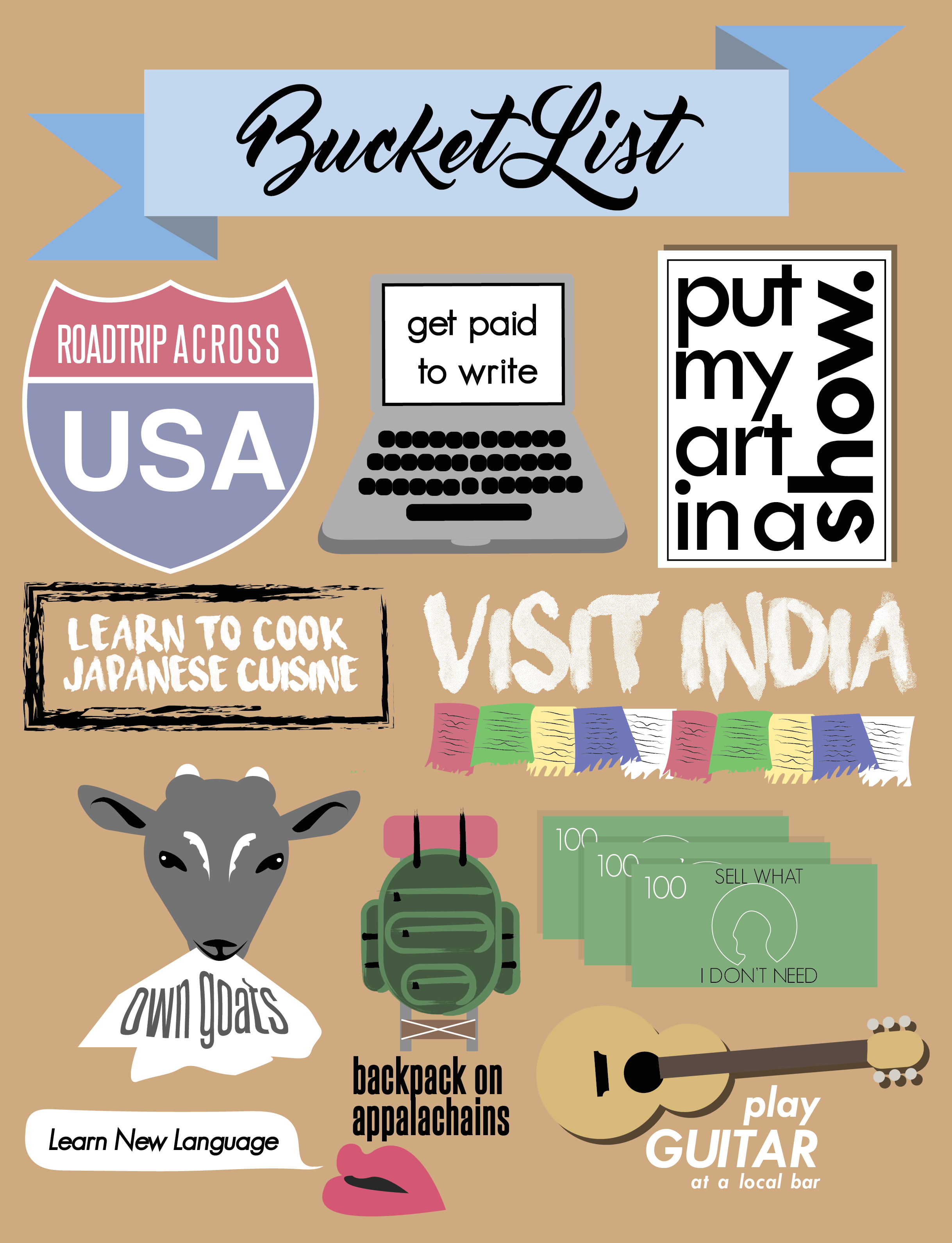 bucket list, graphic design, visual, list