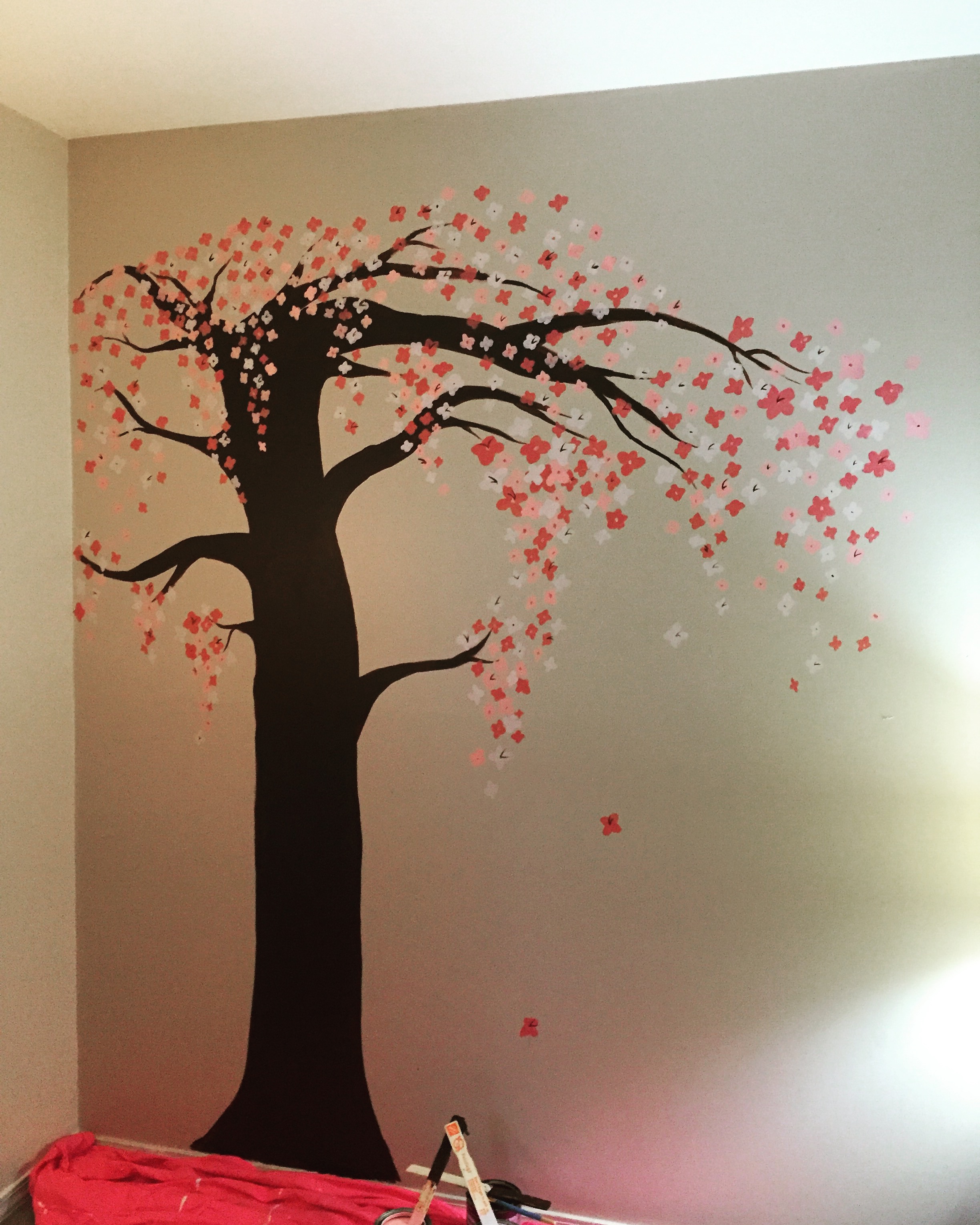 cherry blossom tree mural