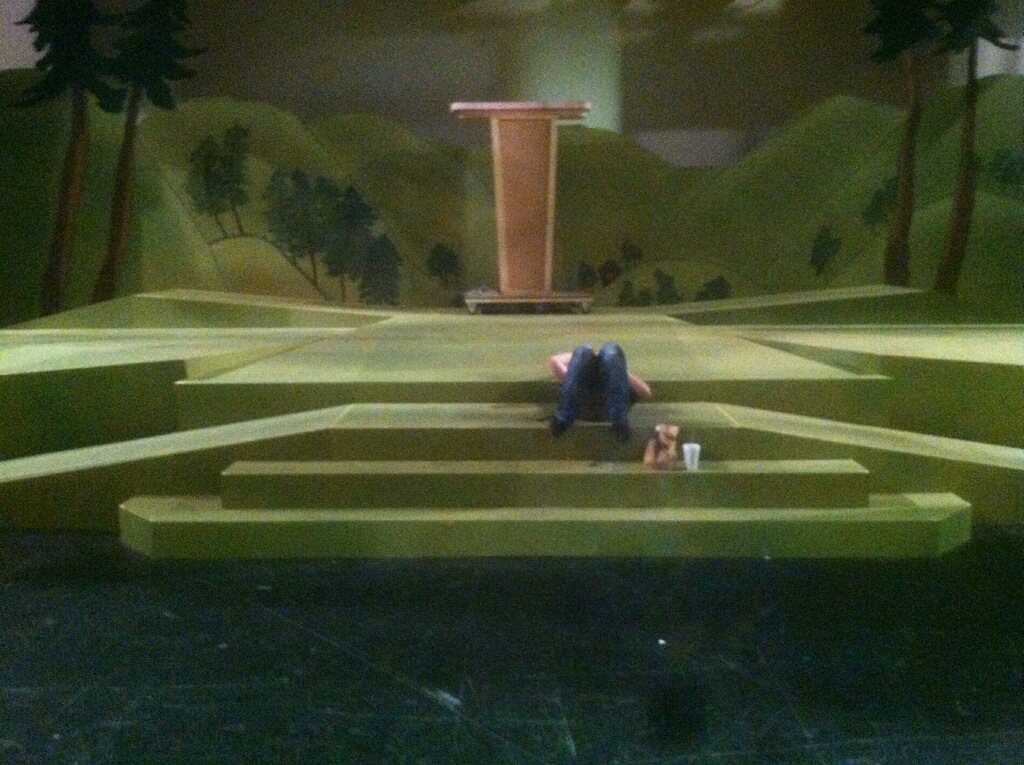 theater stage with grass