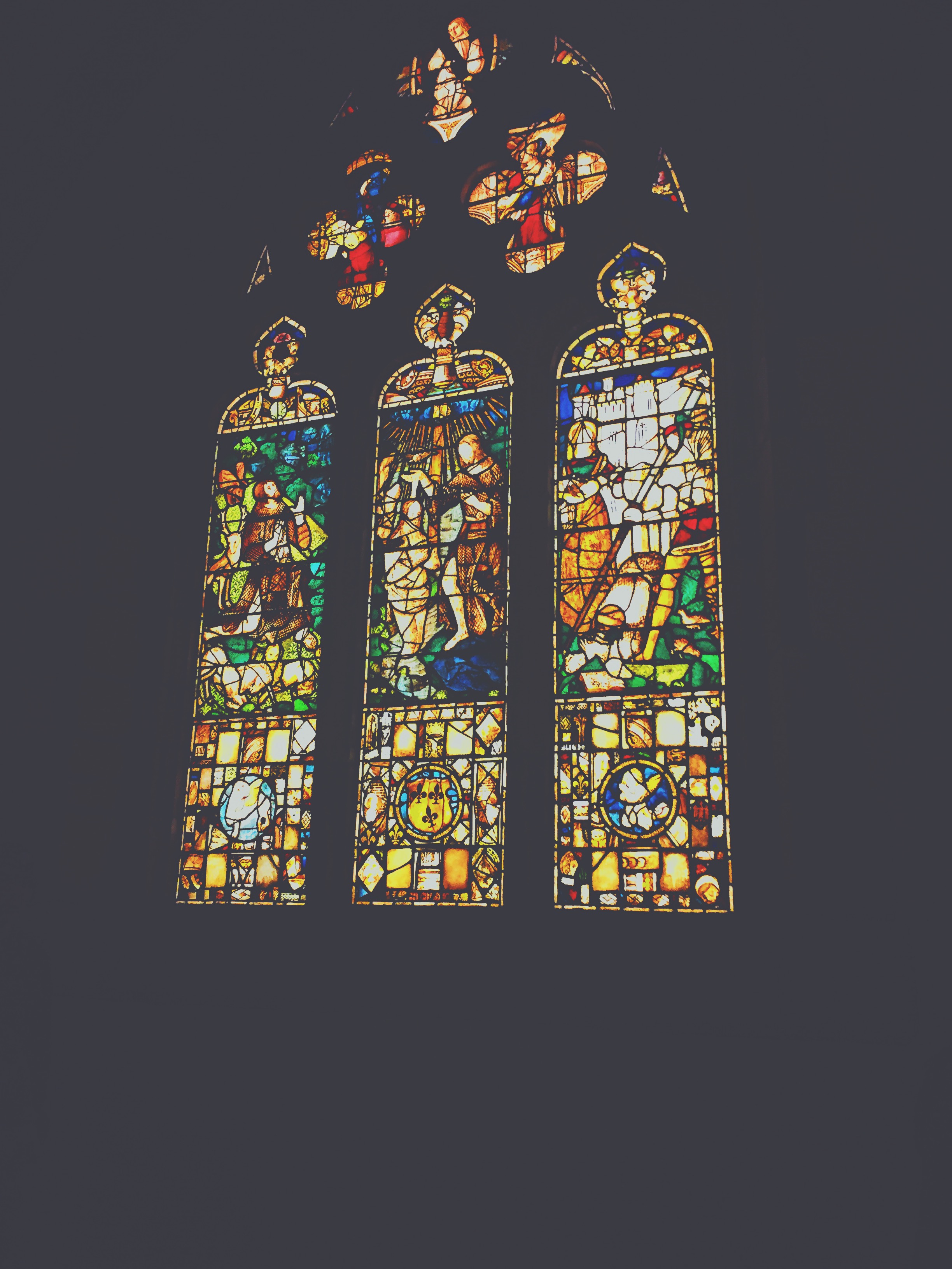 Baroque rainbow stained glass window