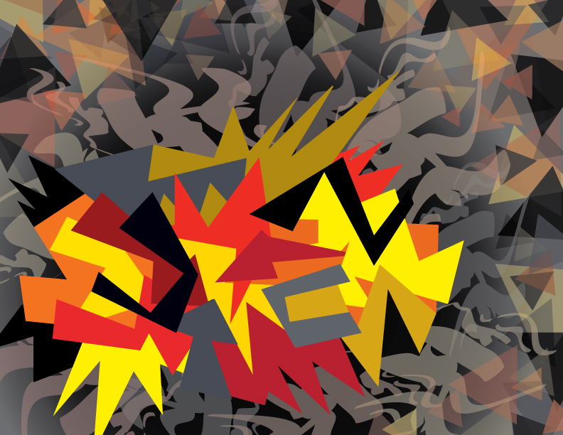 Abstract shapes composition in warm colors