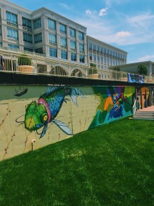 colorful fish abstract mural