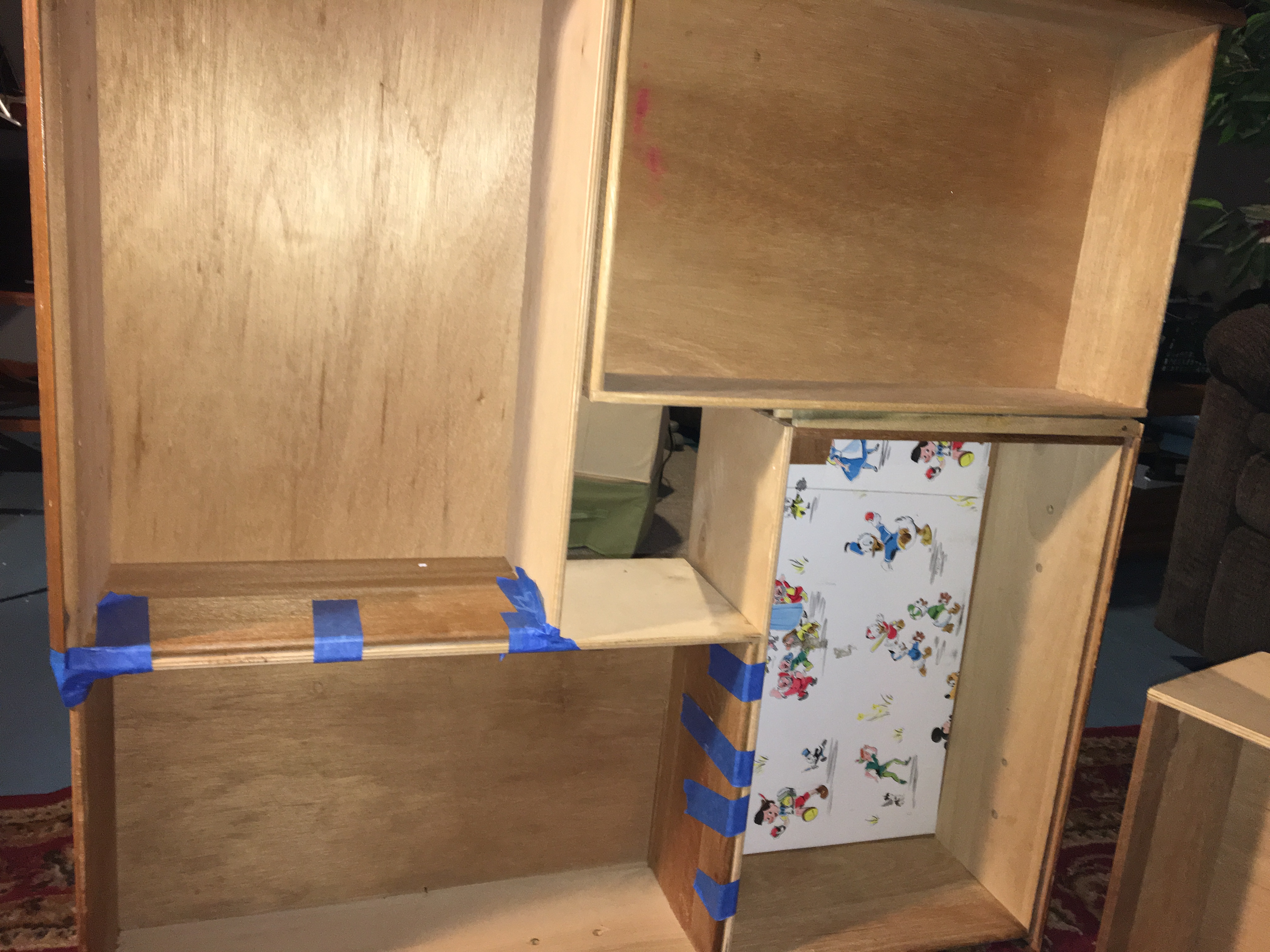 Dresser drawers organized into a square shape