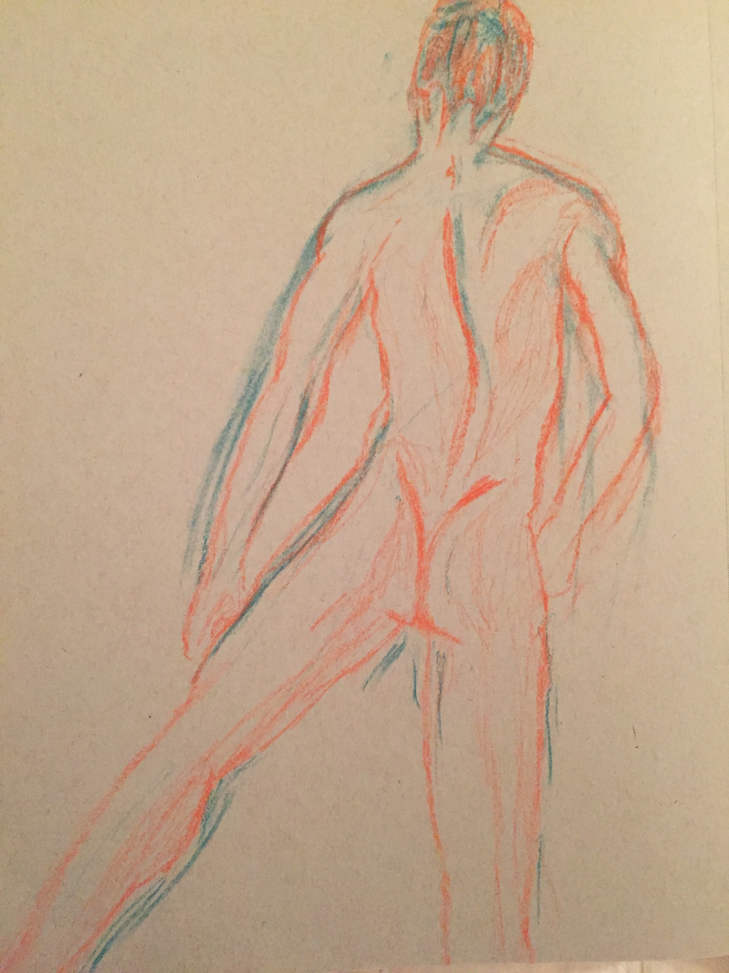 Orange back side of a man