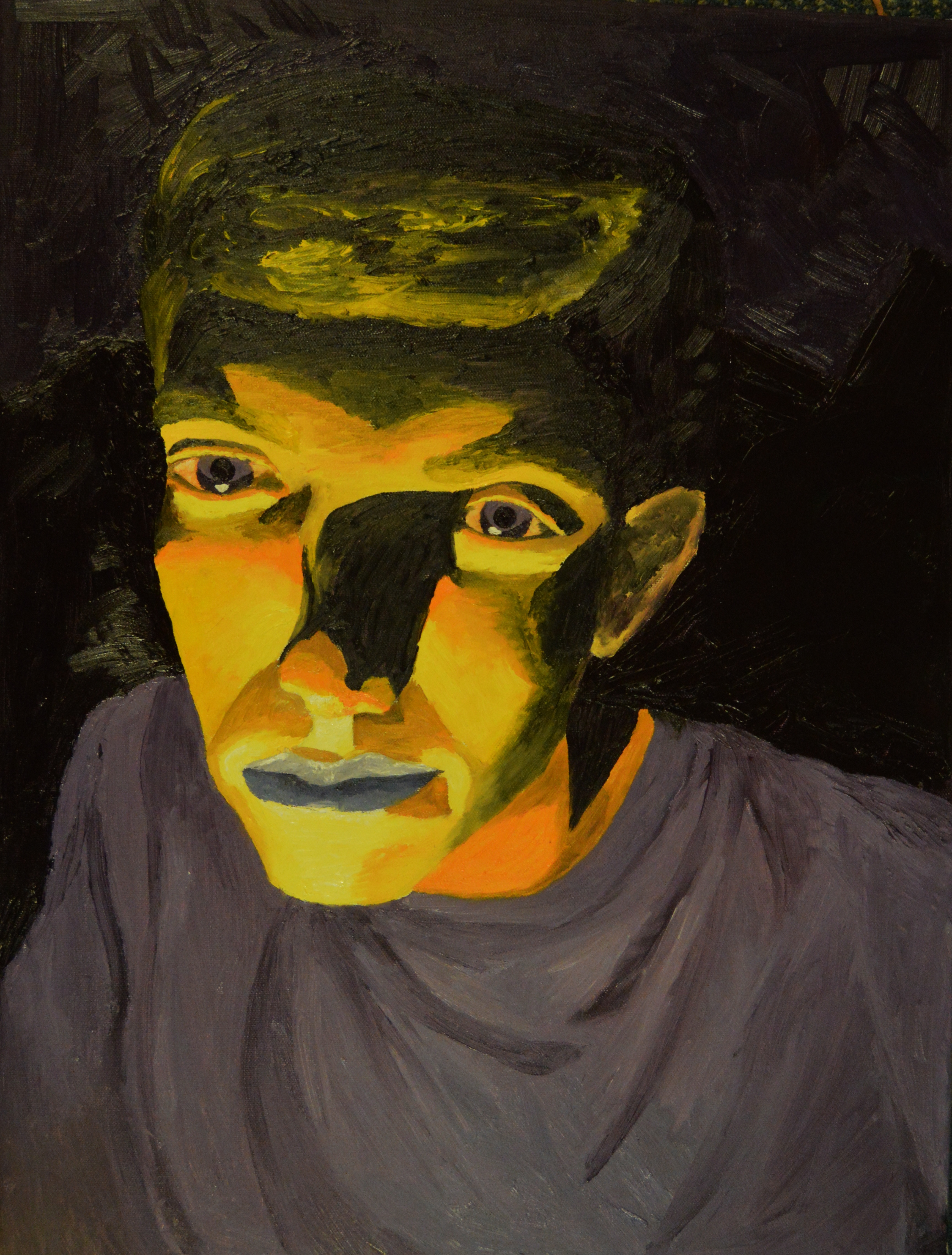 Male portrait in yellow and purple