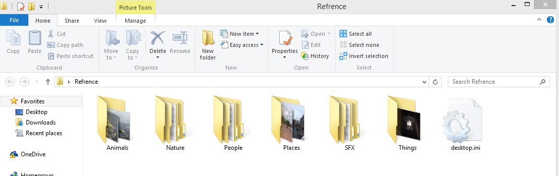 A screenshot of my reference folder and its subfolders