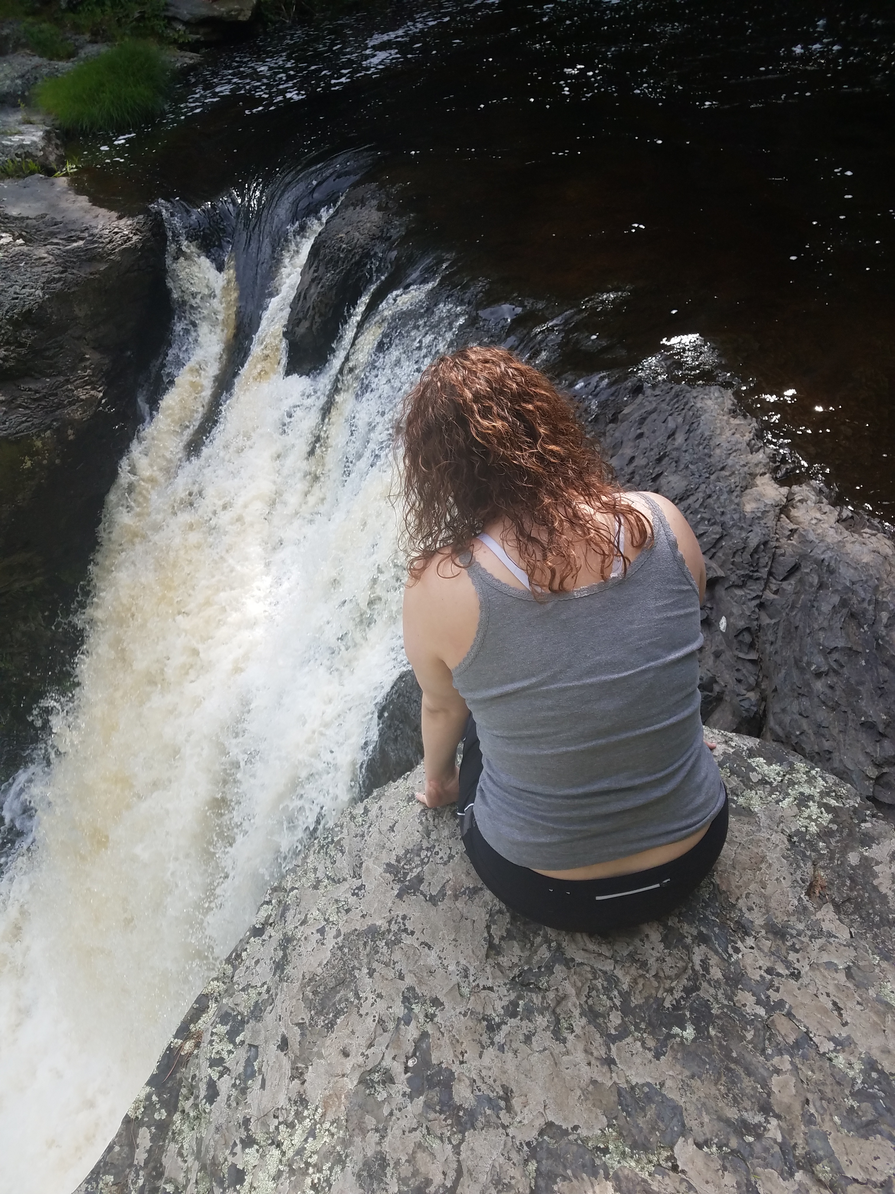 Girl and waterfall