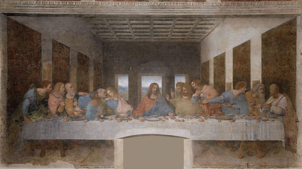 da Vinci's Last Supper, men gathered at a table