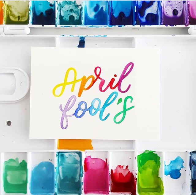 April Fools in rainbow watercolor