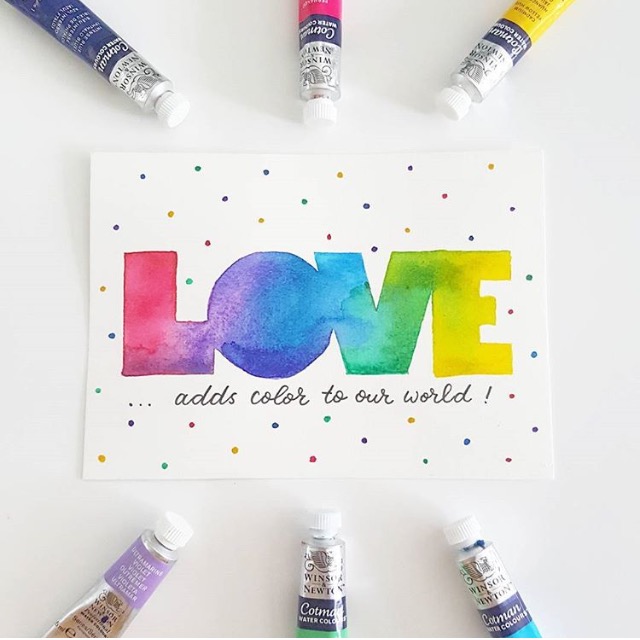 Love in rainbow lettering