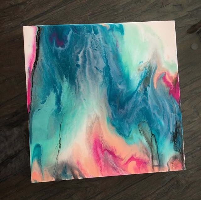 blue and pink fluid art