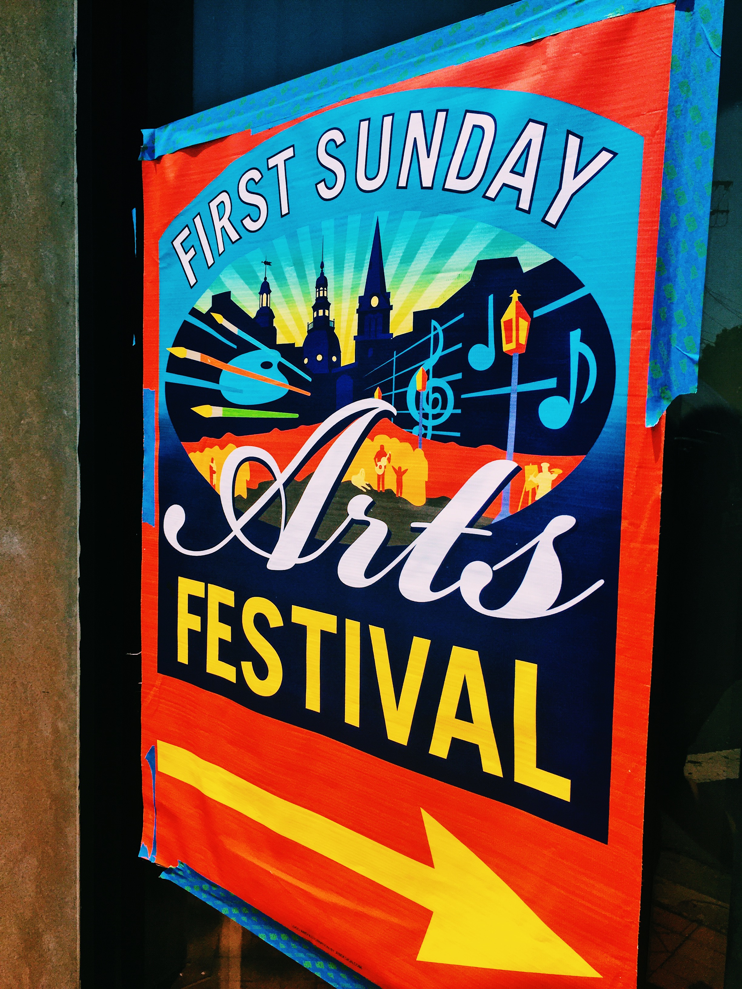 colorful first sunday sign