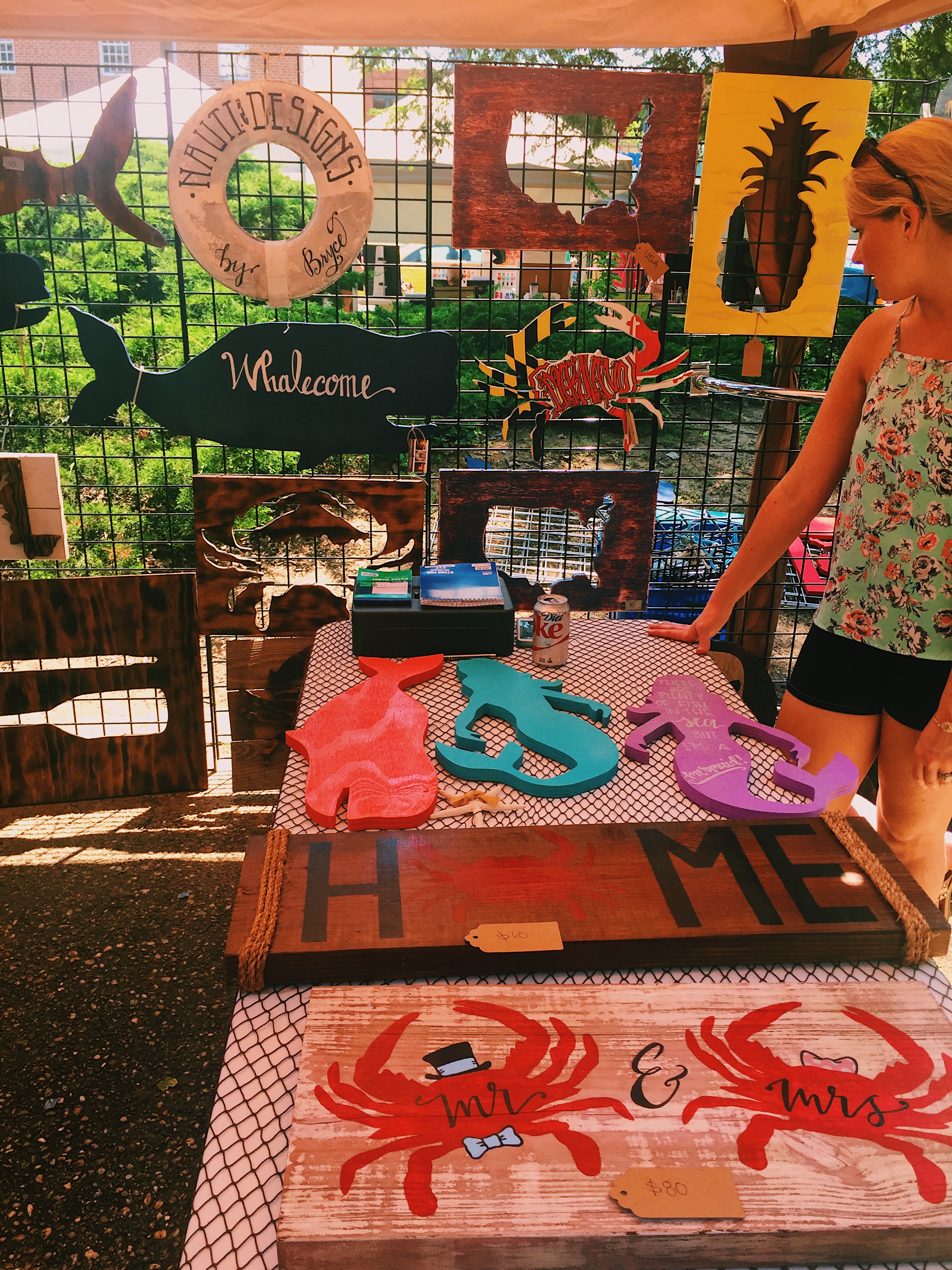 wood art shaped like sea creatures