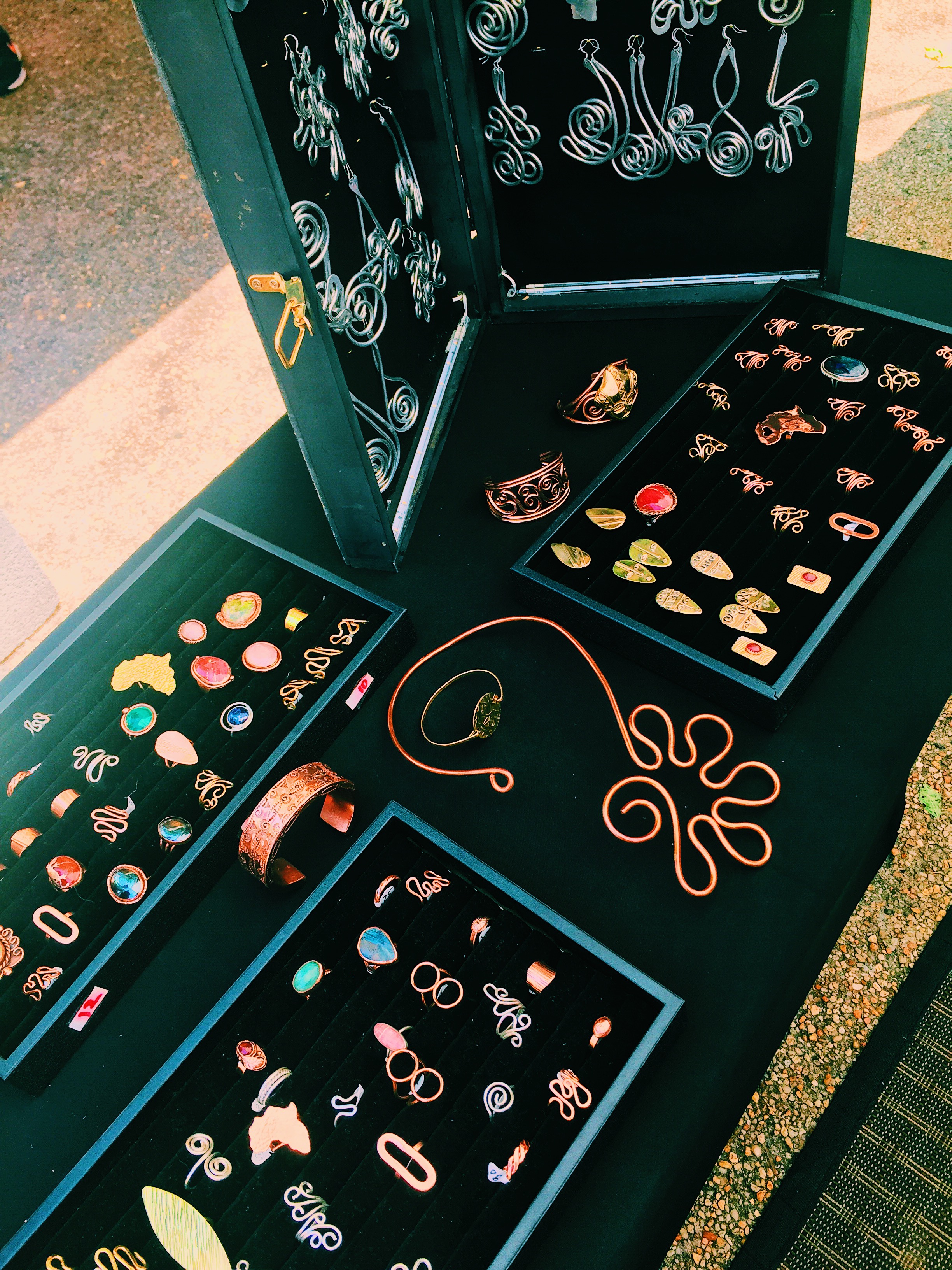 assorted copper colored jewelry
