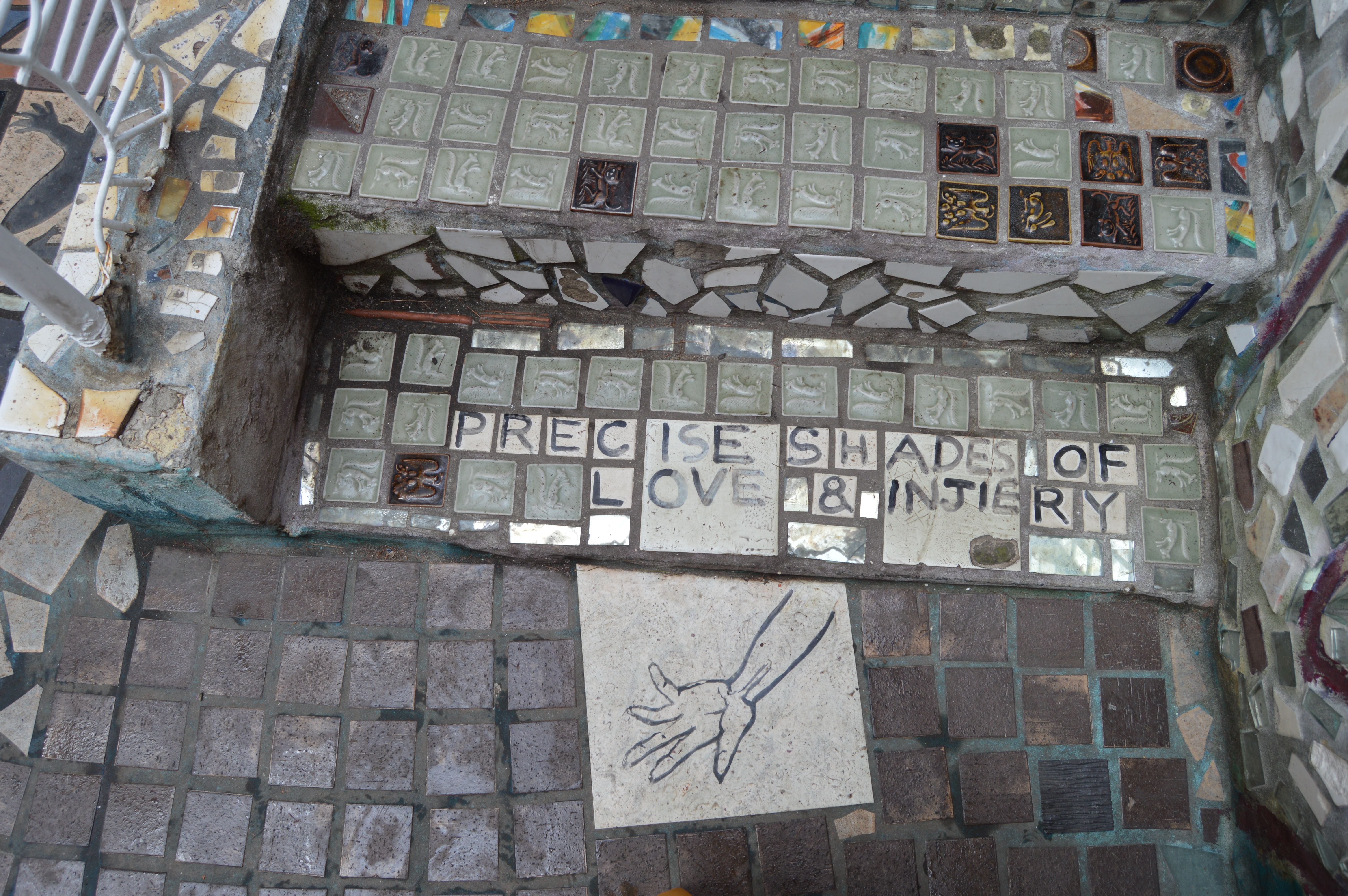 Quote on tiles of the stairs