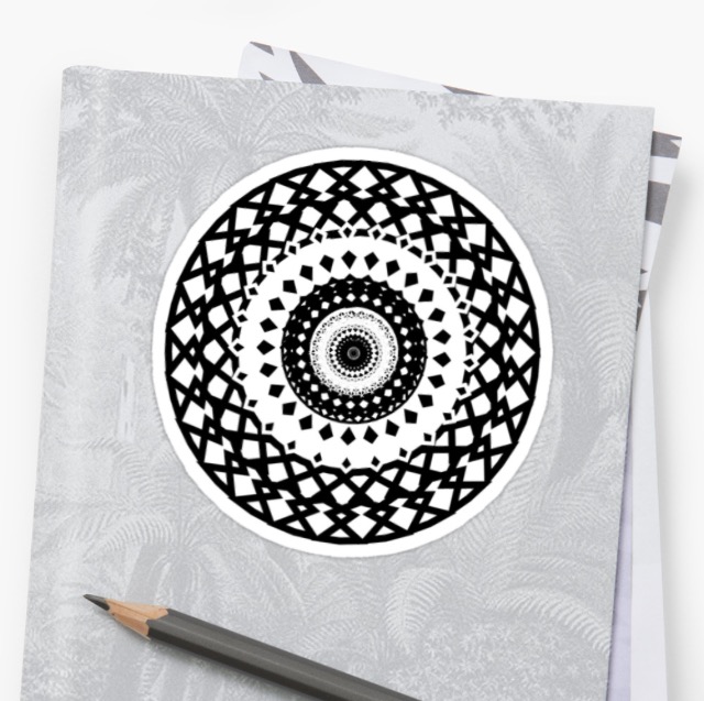 black and white mandala sticker