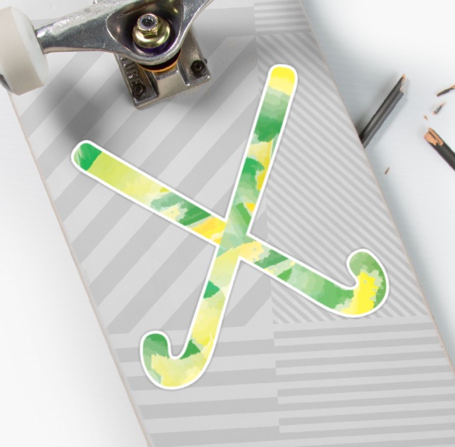 watercolor green and yellow sticker