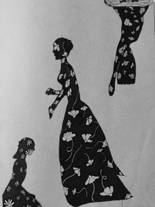 3 girls outlined with patterns