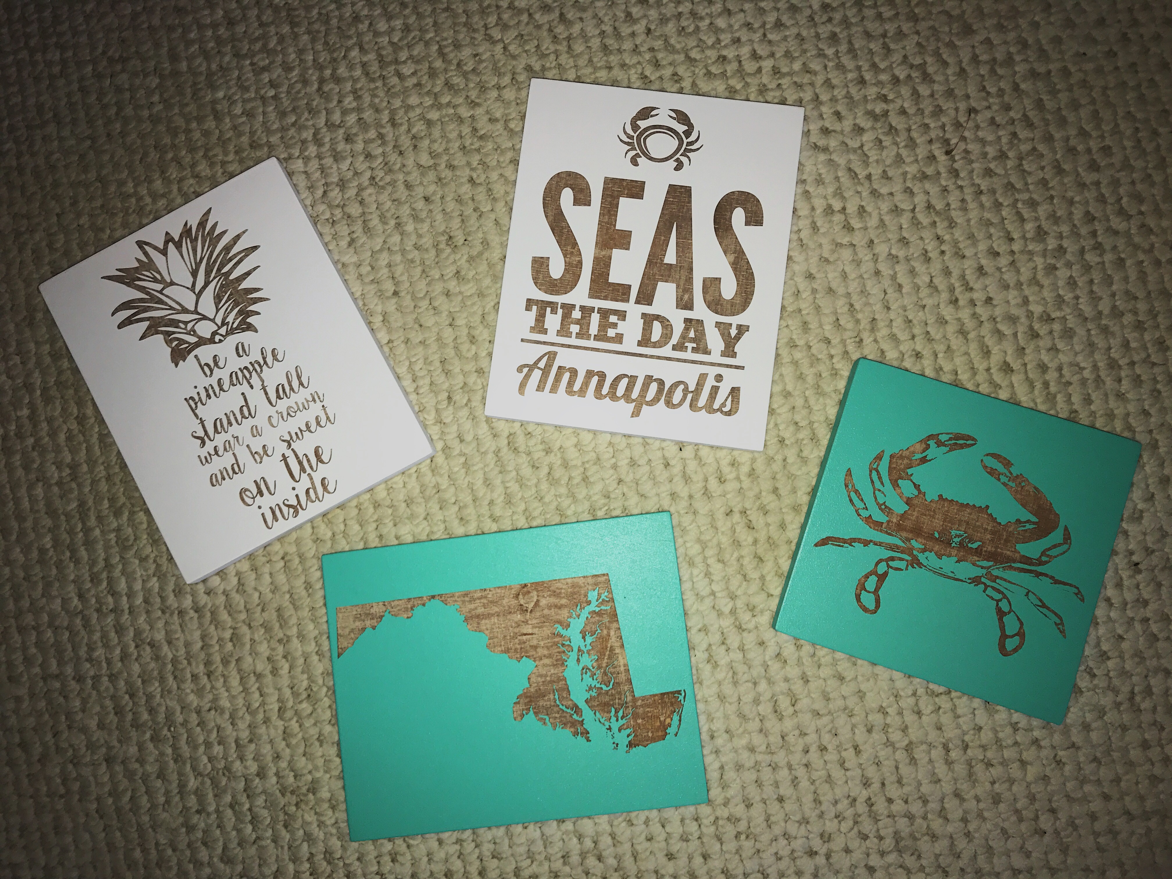 turquoise and white Annapolis themed art