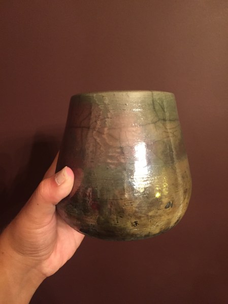 Multicolored metallic ceramic planter