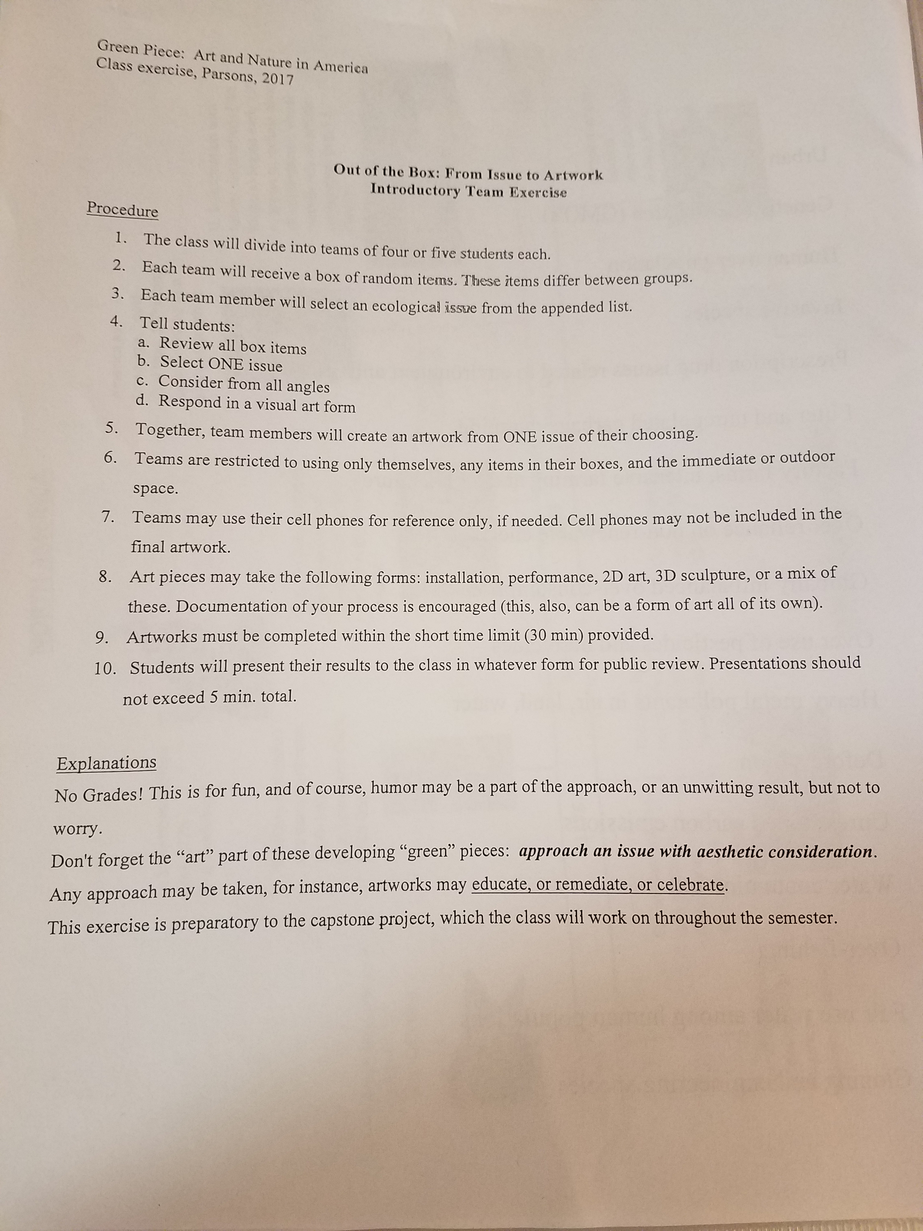 Green piece art assignment