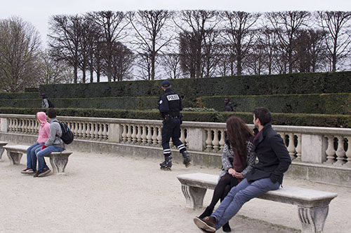 Photo of a cop rollerblading