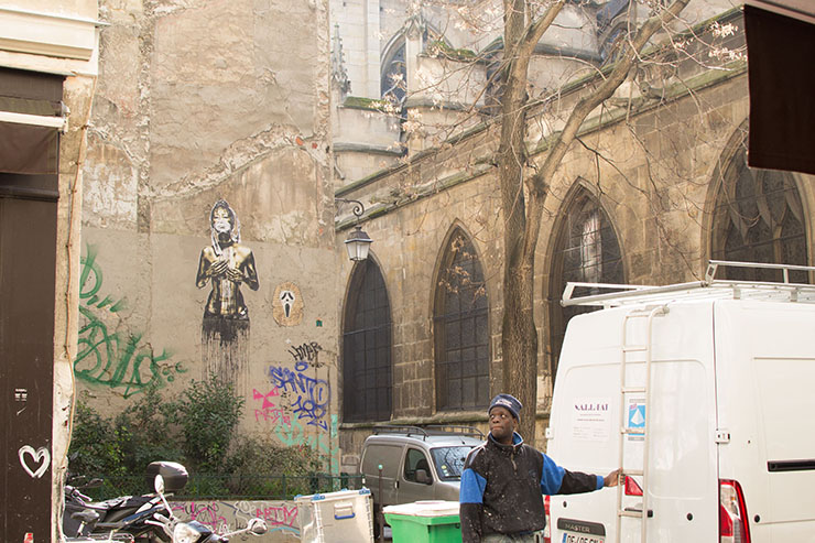 Photo of street art on an old building