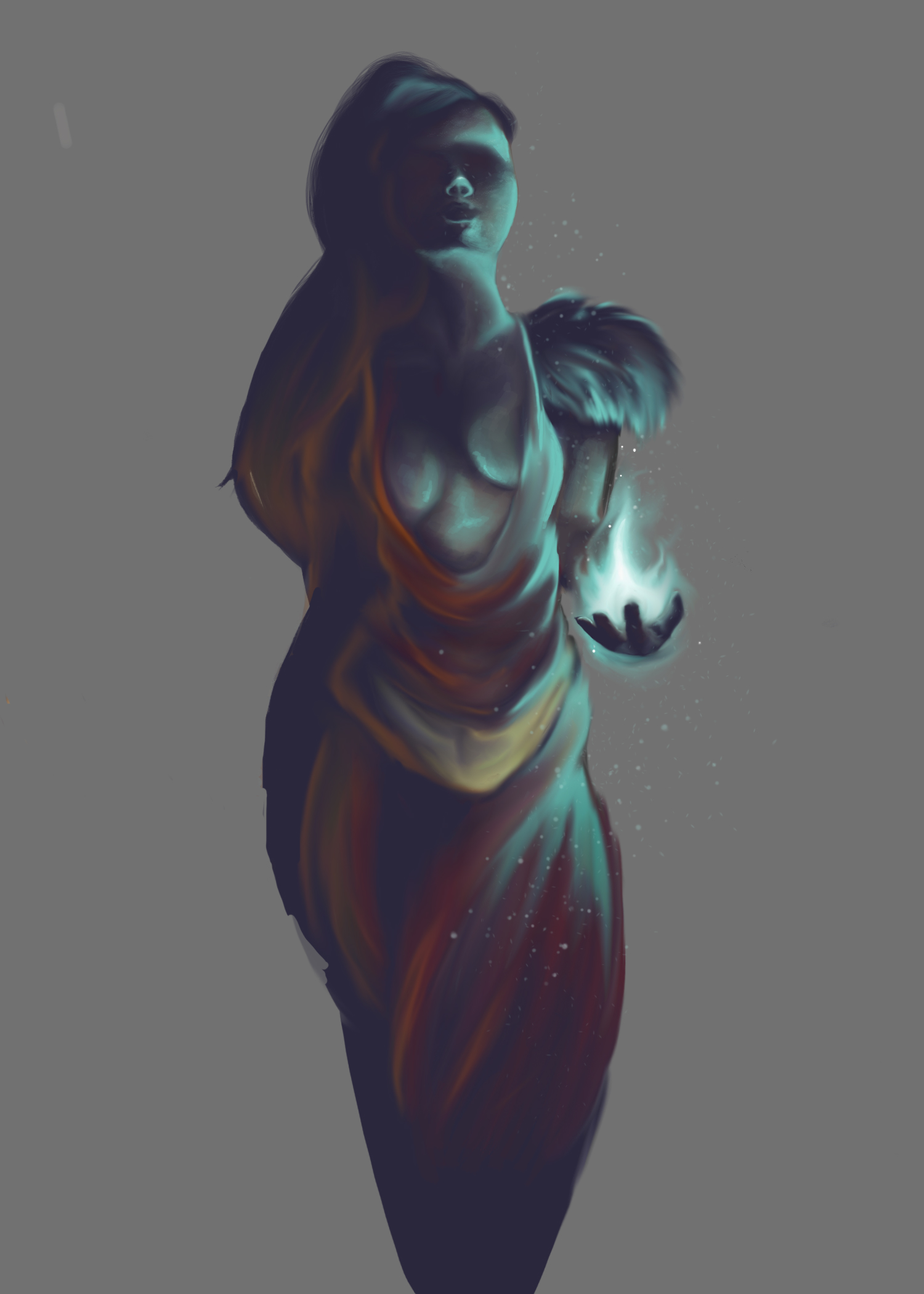 digital painting of a mythical figure with no background