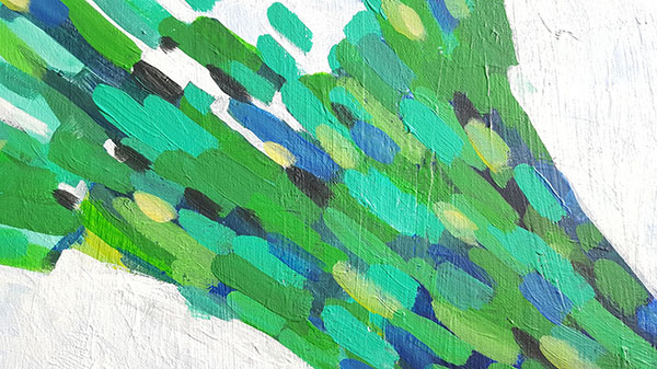 Close up of left abstract painting