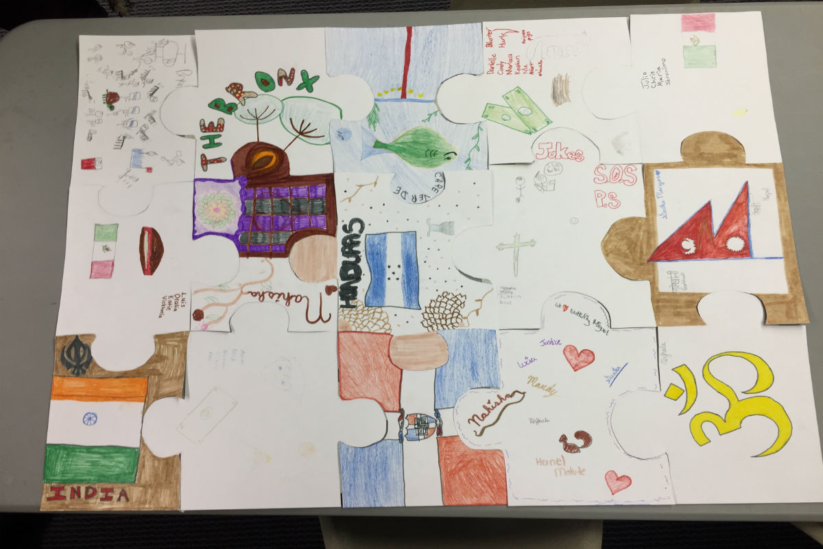 puzzle pieces designed by 7th graders