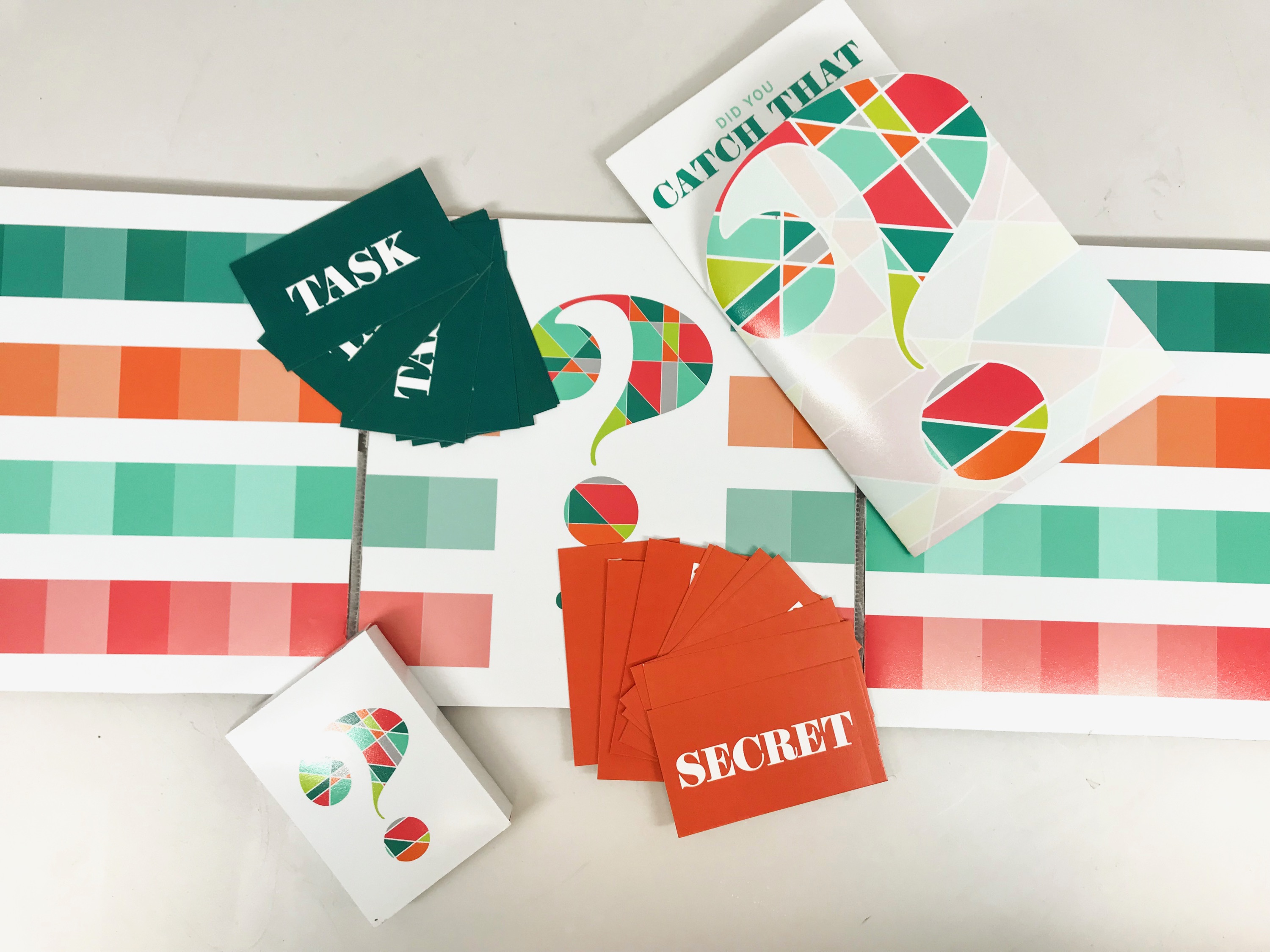 game board and cards laid out