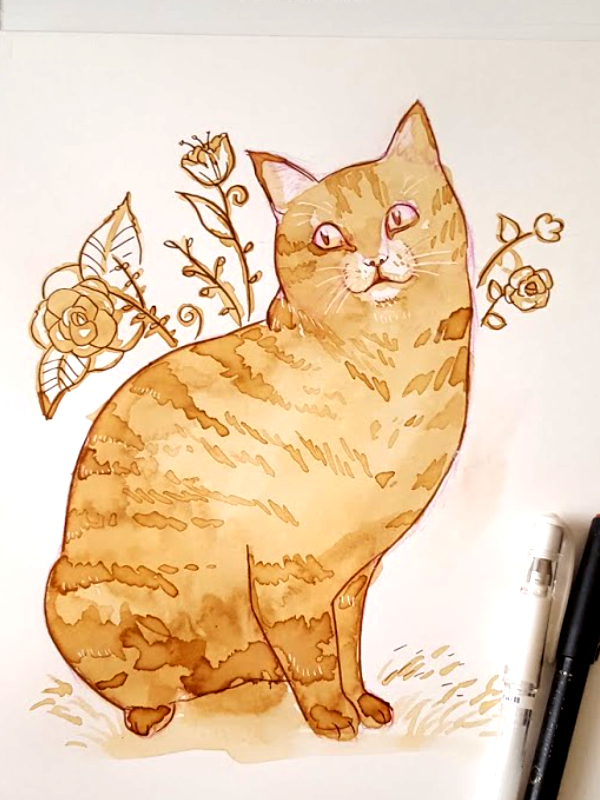 Tabby coffee cat