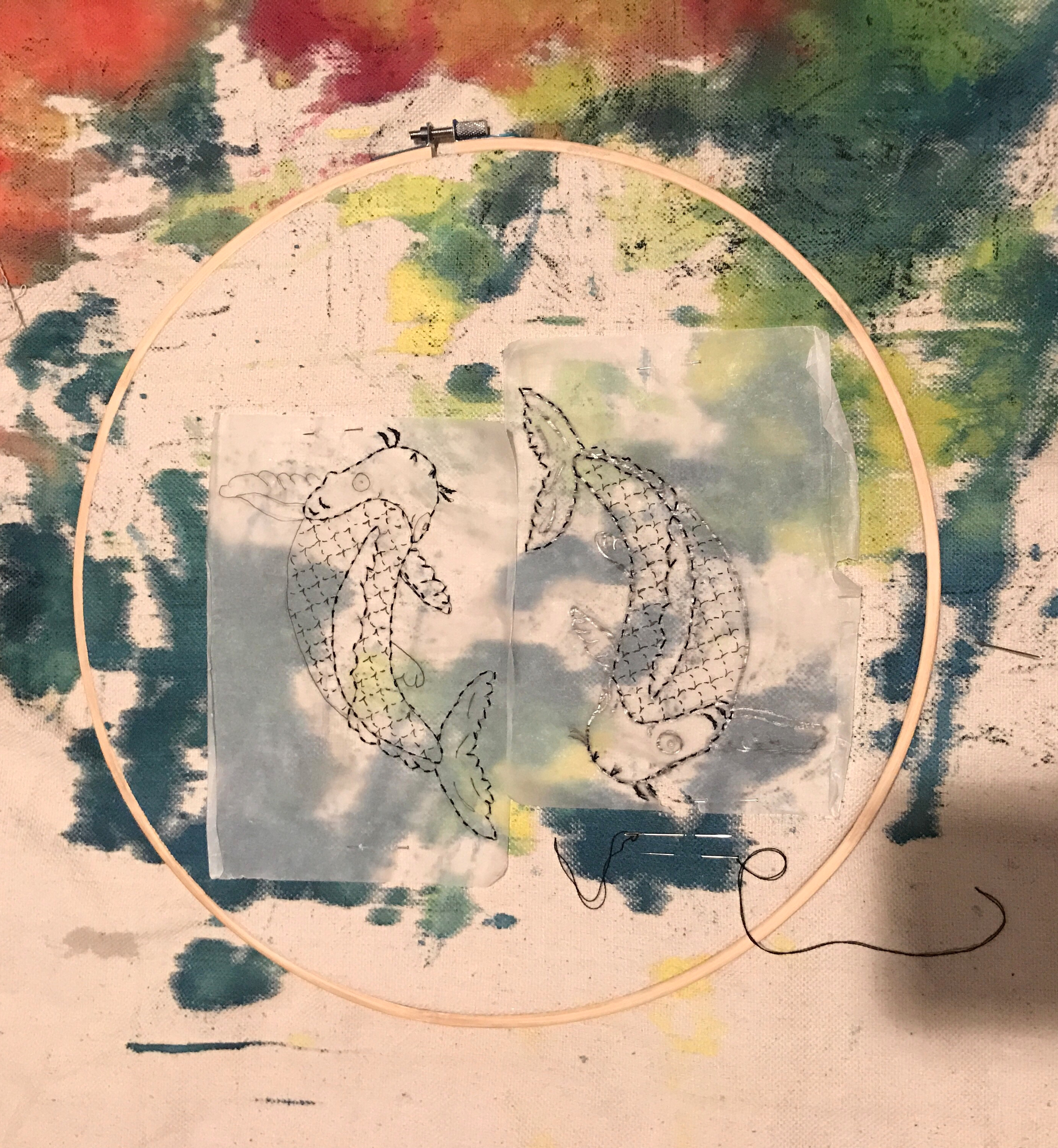 Koi Embroidery Process