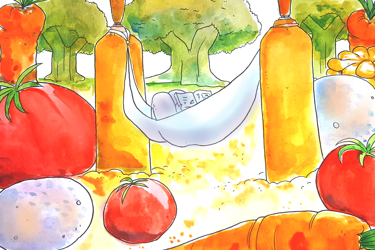 close up of vegetable hammock