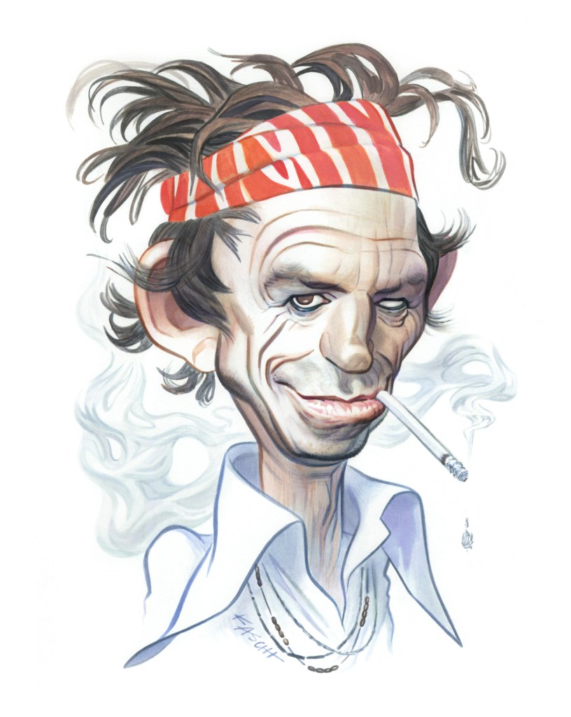 Keith Richards – watercolor and India ink on paper