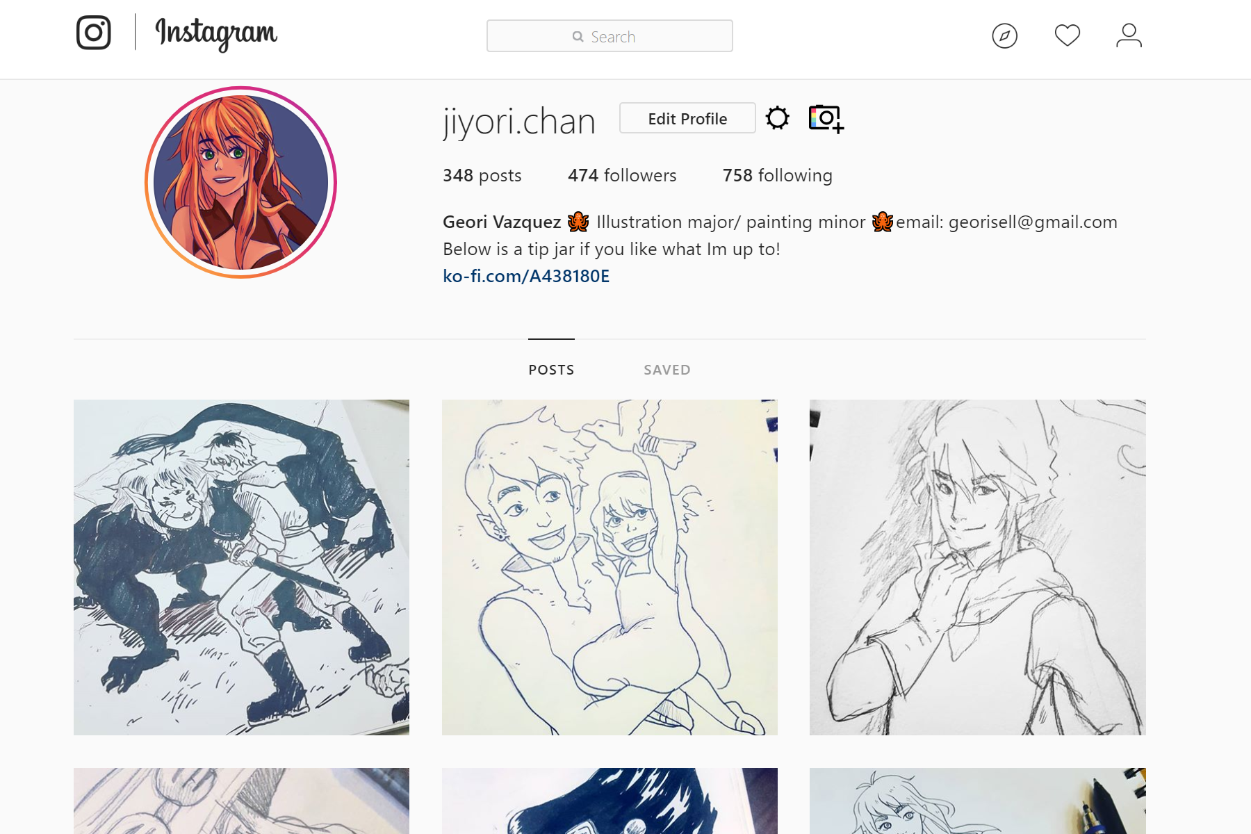 screenshot of instagram