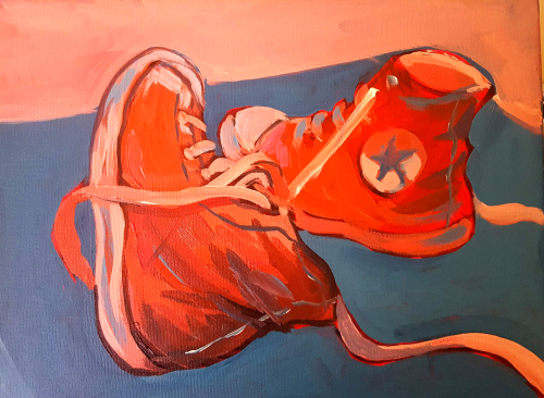 Middle stage of sneaker painting